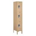 Salsbury Industries Standard Metal Locker - Tan - 12in.W x 66in.H x 15in.D - Triple Tier-1 Wide-Unassembled