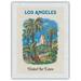 Los Angeles California - MacArthur Park Lake - United Air Lines - Vintage Airline Travel Poster by Joseph FehÃ©r c.1960s - Japanese Unryu Rice Paper Art Print (Unframed) 12 x 16 in