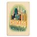 Chicago Illinois - Chicago Skyline - Vintage Airline Travel Poster by Henry K. Bencsath c.1950s - 8 x 12 inch Vintage Wood Art Sign