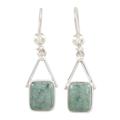 Mayan Peaks,'Light Green Jade Dangle Earrings from Mexico'