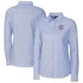 Women's Cutter & Buck Light Blue Chicago Cubs City Connect Oxford Stretch Dress Shirt