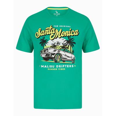 T-Shirts Malibu Drifters Motif Cotton Jersey T-Shirt in Peacock Green - South Shore / L - Tokyo Laundry