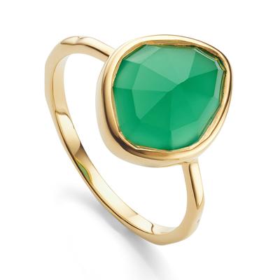 Gold Siren Small Nugget Stacking Ring Green Onyx
