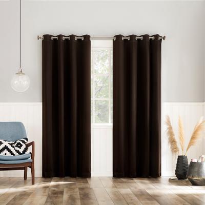 Sun Zero™ 2-Pc. Brandon Magnetic Closure Grommet Curtain Panel by BrylaneHome in Chocolate (Size 108