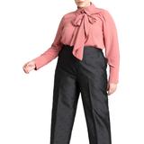 Plus Size Women's Tie Detail Bow Top by ELOQUII in Rose Wine (Size 24)