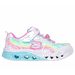 Skechers Girl's Flutter Heart Lights - Groovy Swirl Sneaker | Size 1.0 | White | Textile/Synthetic