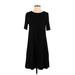 Ann Taylor LOFT Casual Dress - A-Line Crew Neck Short sleeves: Black Solid Dresses - Women's Size Small