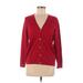 Lands' End Cardigan Sweater: Red Sweaters & Sweatshirts - Women's Size Medium Petite