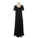 Cuddl Duds Casual Dress - A-Line Scoop Neck Short sleeves: Black Print Dresses - Women's Size Small