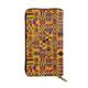 QmeNa African Tribal Ethnic Texture Leather Long Clutch Wallet with Zipper for Dating Travel Shopping Valentine's Day Gift