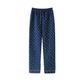 RWGSNB Mens Plus Size Pyjamas Bottoms Warm Quilting Long Pyjama Bottoms Blue Polka Dots Plaid Pyjama Bottoms Loose Lounge Pants Loungewear Autumn Winter,Xxl