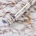 VIOPVERY Peel and Stick Wallpaper 60cmx1000cm White Brown Marble Wallpaper Sticky Back Plastic Black Vinyl Wrap Kitchen Worktop Covering Self Adhesive Thick Wallpaper for Bedroom Furniture Stickers