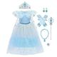 Frozen Elsa Dress - Elsa Costume for Kids Girls Anna&Elsa Princess Dress up Ice Queen Dress with Snowflare Cape Accessories Set Carnival Christmas World Book Day Fancy Dress Blue4 4-5 Years