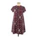 Pink Rose Casual Dress - Shift: Burgundy Baroque Print Dresses - Women's Size Medium