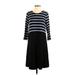 J.Jill Casual Dress - A-Line Crew Neck 3/4 sleeves: Black Color Block Dresses - Women's Size Small