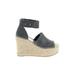 Dolce Vita Wedges: Espadrille Platform Summer Gray Solid Shoes - Women's Size 6 1/2 - Peep Toe