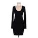 Express Casual Dress - Sheath Scoop Neck Long sleeves: Black Print Dresses - Women's Size Medium