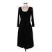 Chaps Casual Dress - A-Line Square 3/4 sleeves: Black Print Dresses - Women's Size Medium