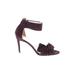 Karen Millen Heels: Slip On Stilleto Cocktail Party Burgundy Solid Shoes - Women's Size 39 - Open Toe