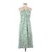 Casual Dress - Midi Halter Sleeveless: Green Dresses - Women's Size Small