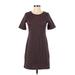 Ann Taylor Casual Dress - Mini Crew Neck Short sleeves: Burgundy Dresses - Women's Size X-Small Petite