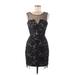 BCBGMAXAZRIA Cocktail Dress - Party Scoop Neck Sleeveless: Black Print Dresses - Women's Size 6