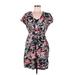 French Connection Casual Dress - Wrap: Black Floral Dresses - Women's Size 8