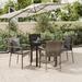 Latitude Run® Patio Dining Set Outdoor Rattan Wicker Table & Chair Set for Porch Square Glass/Metal in Black | 31.5 W x 31.5 D in | Wayfair