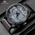 MINI FOCUS hommes armée sport montres à Quartz bracelet en cuir calendrier semaine Date étanche montre-bracelet homme horloge Relogios 0068 marron