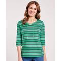 Blair Women's Tie-Neck Stripe Top - Green - M - Misses