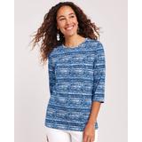 Blair Women's Three-Quarter Sleeve Anytime Tee - Blue - PXL - Petite