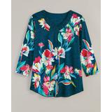 Blair Women's Alfred Dunner® In Full Bloom Placed Floral Top - Blue - M - Misses