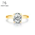 MINTYBOX Au585 anello solitario in oro giallo 14K 2.0CT Moissanite per donna anello di fidanzamento