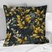 Designart "Yellow And Blue Tropical Plants Pattern III" Tropical Printed Throw Pillow