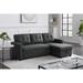 Mid-Century Modern Linen Fabric Upholstered Pull-Out Sectional Sofa with Storage Chaise