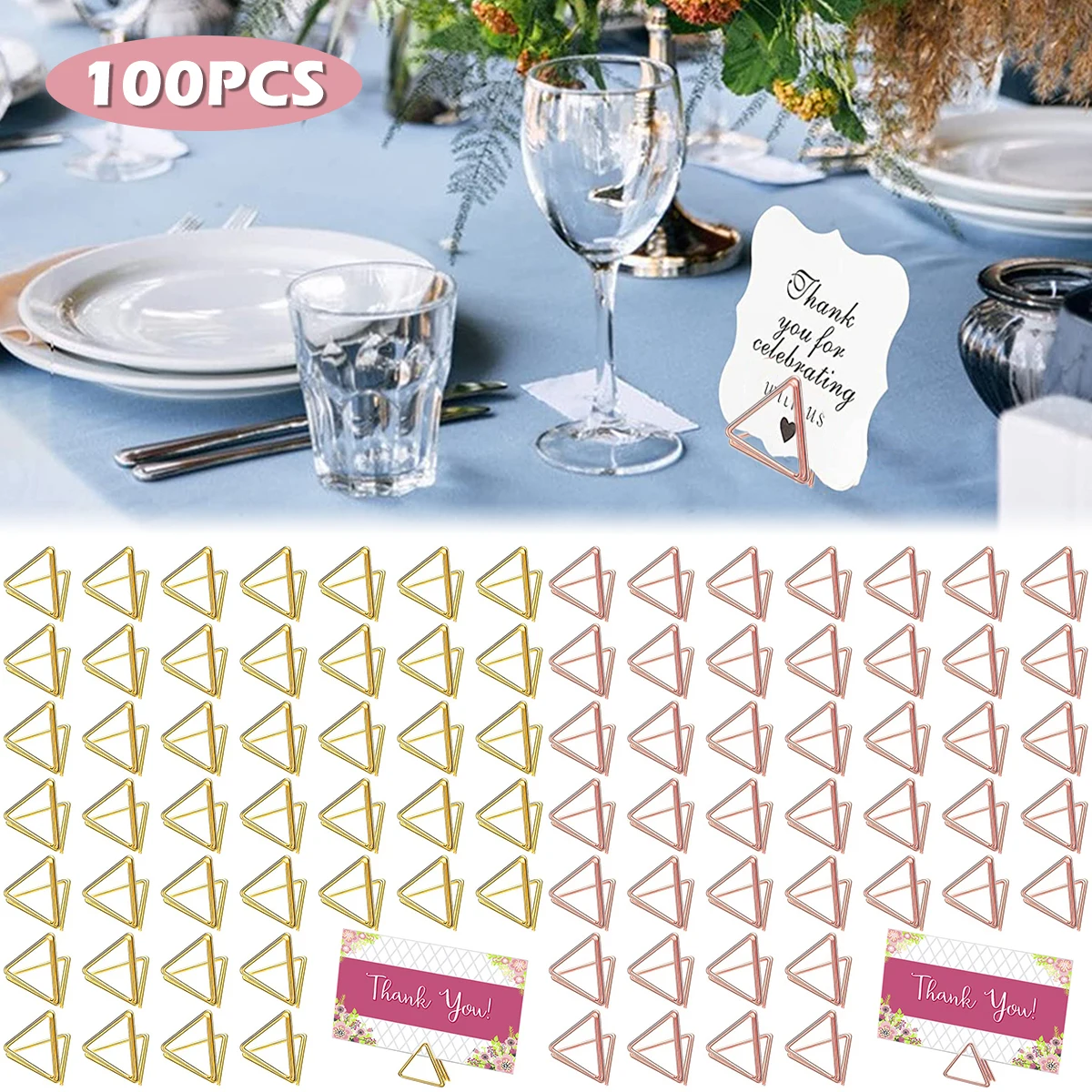 100 Stück Tisch karten halter Dreieck Form Kartenst änder Clip Metall Tisch nummern halter Tisch karte für Hochzeits feier Schreibtisch