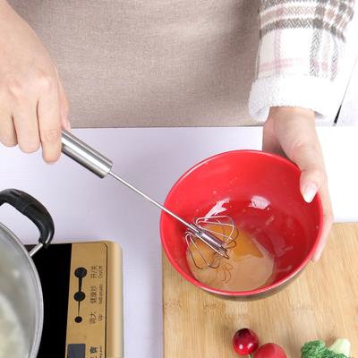 2pcs Hand Push Egg Whisk Stainless Steel Mixer Whisking Blending Stirring - Silver