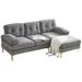 83" Modern Sectional Sofas Couches with Metal Legs & Lounge Chaise, Velvet Upholstered L-Shaped Couches for Living Room, Office