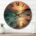 Designart "Sand and Blue Caribbean Sea IX" Nautical & Beach Oversized Wood Wall Clock