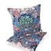 Set of Two 16" X 16" Blue and Pink Blown Seam Floral Indoor Outdoor Throw Pillow