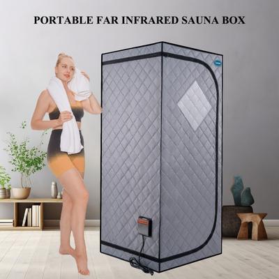 29.1"×66.5" Cement Grey Full Size Portable Infrared Sauna Tent–Personal Home Spa with FCC Certification