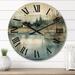 Designart "Summer Lake Landscape Illustration V" Lake Oversized Wood Wall Clock