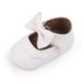 Baywell Baby Girls Mary Jane Flats with Bowknot - Soft Sole Non-Slip PU Leather Baby Shoes Princess Wedding Dress Shoes White 0-18M