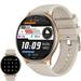 Smart watch with touch screen (Answer/Make Call) smart watch for women with voice assistant and message reminder multi-sport mode and IP67 waterproof Gold