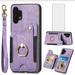 Phone Case for Samsung Galaxy A32 5G 2021 6.5 inch Wallet Cover with Tempered Glass Screen Protector Wrist Strap Lanyard RFID Card Holder Ring Stand M32 G5 A 32 32A S32 SM-A326U A326U Women Men Purple