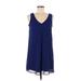 BCX dress Casual Dress - Shift: Blue Solid Dresses - Women's Size Small