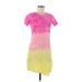 Generation Love Casual Dress - Mini High Neck Short sleeves: Pink Tie-dye Dresses - Women's Size Medium