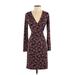 Ann Taylor Casual Dress - Sheath V Neck Long sleeves: Burgundy Dresses - Women's Size 2