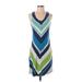 Tommy Bahama Casual Dress - Shift Scoop Neck Sleeveless: Blue Chevron Dresses - Women's Size X-Small