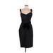 Vera Wang Cocktail Dress - Sheath Plunge Sleeveless: Black Solid Dresses - Women's Size 6